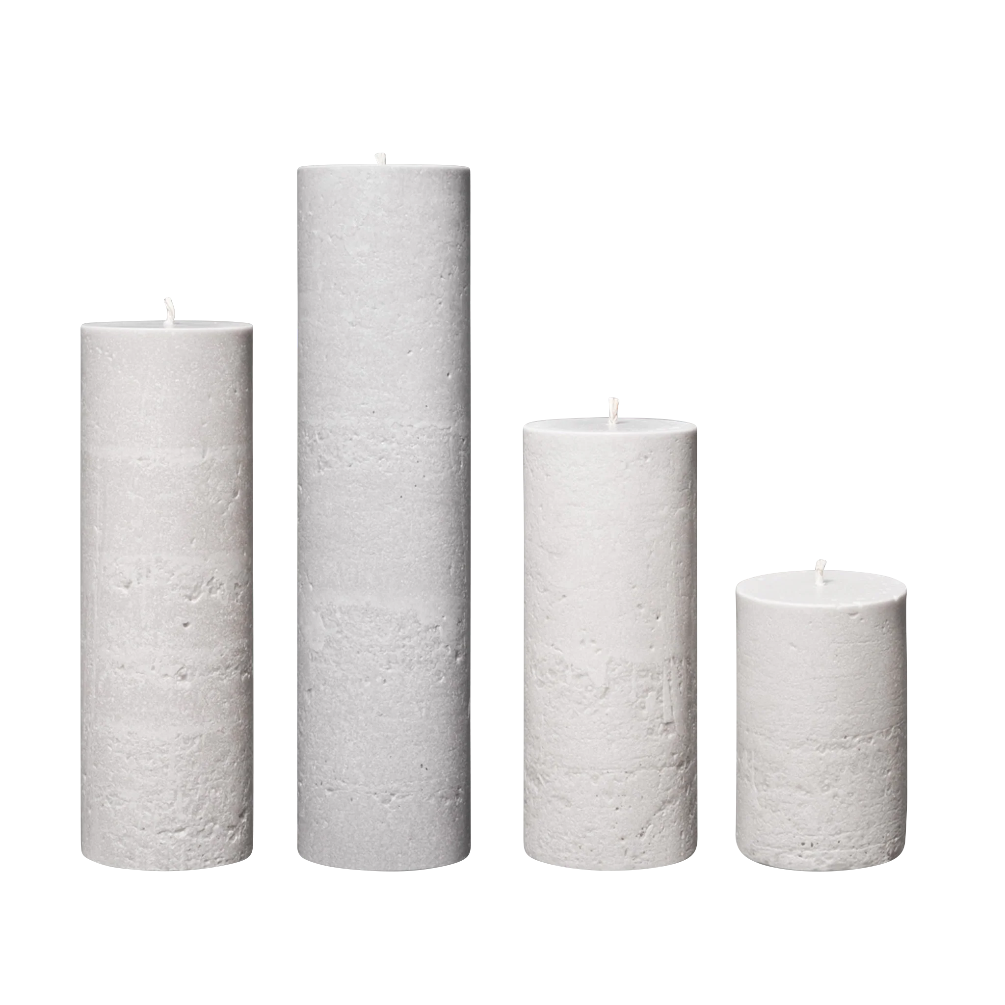 white large round pillar candles set