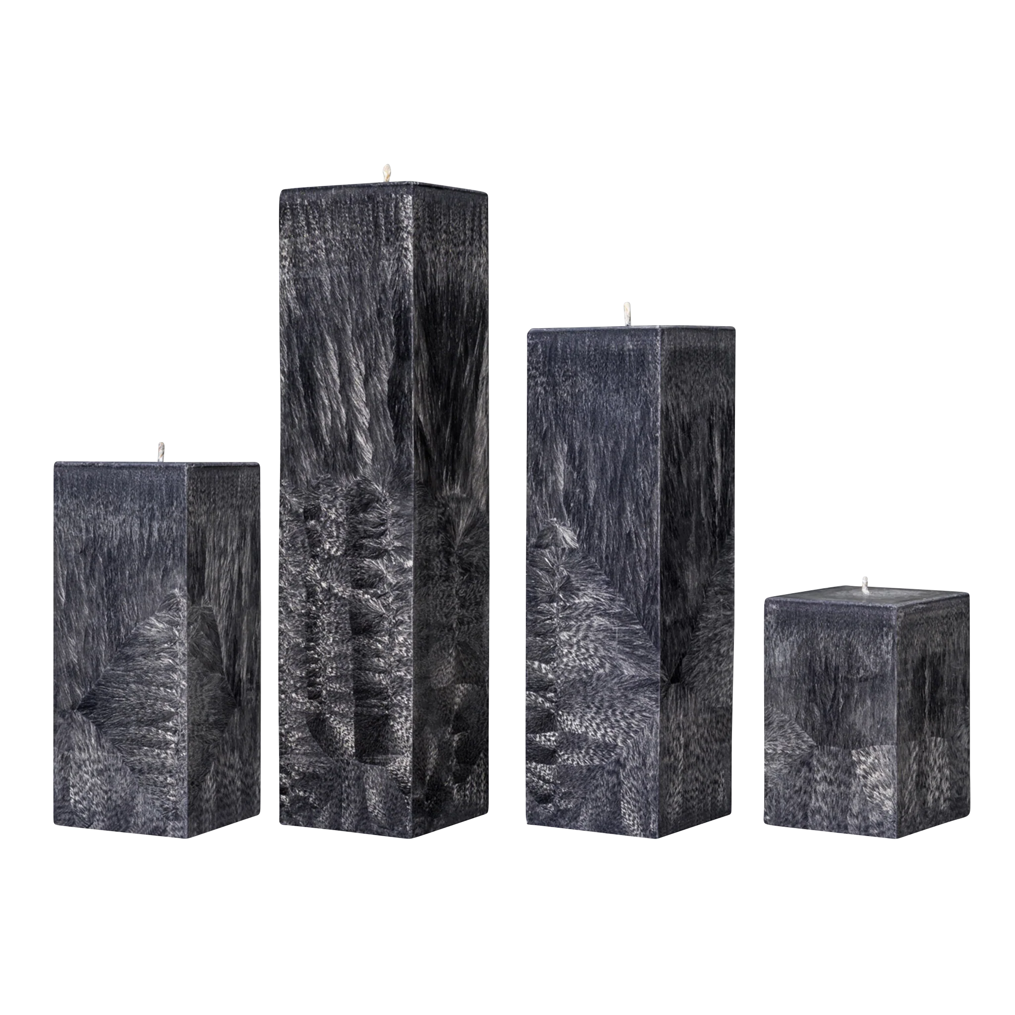 square black pillar candles set