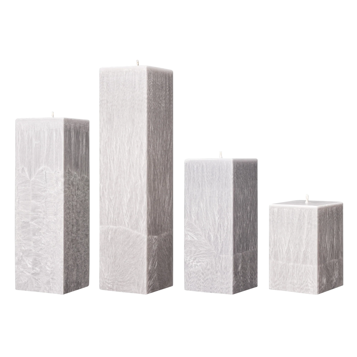 grey square pillar candles set