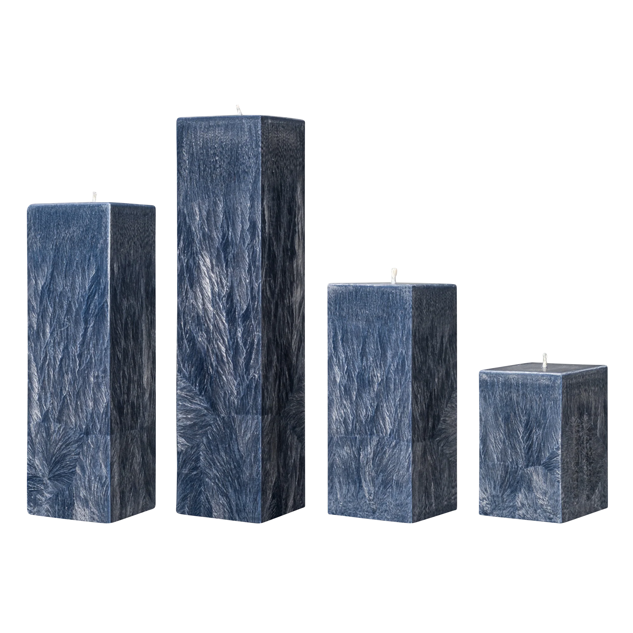 blue square pillar candles