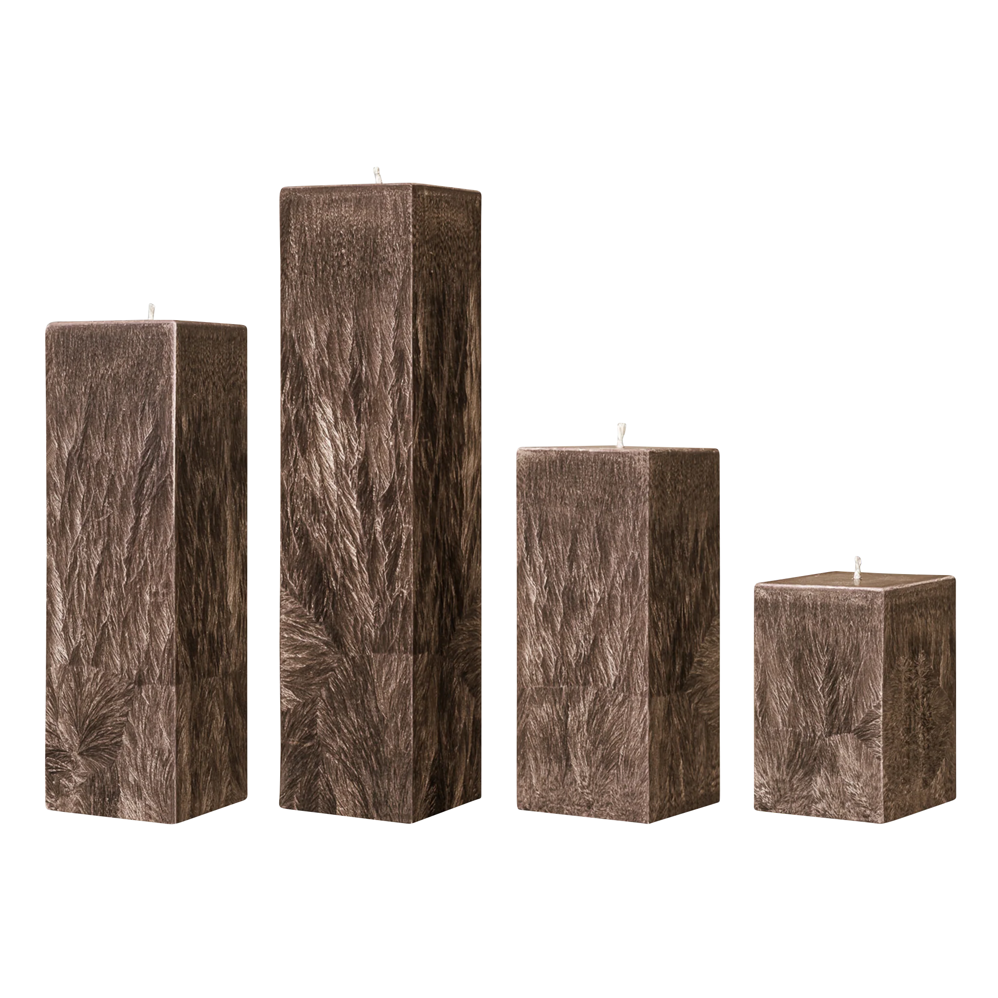 brown square pillar candles