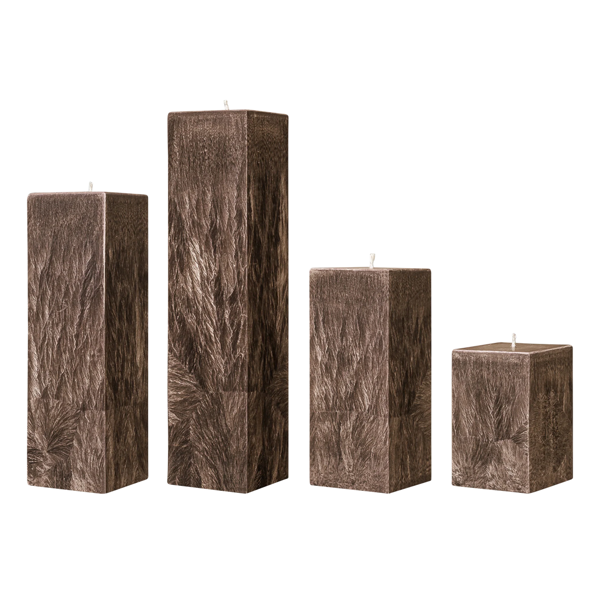 brown square pillar candles