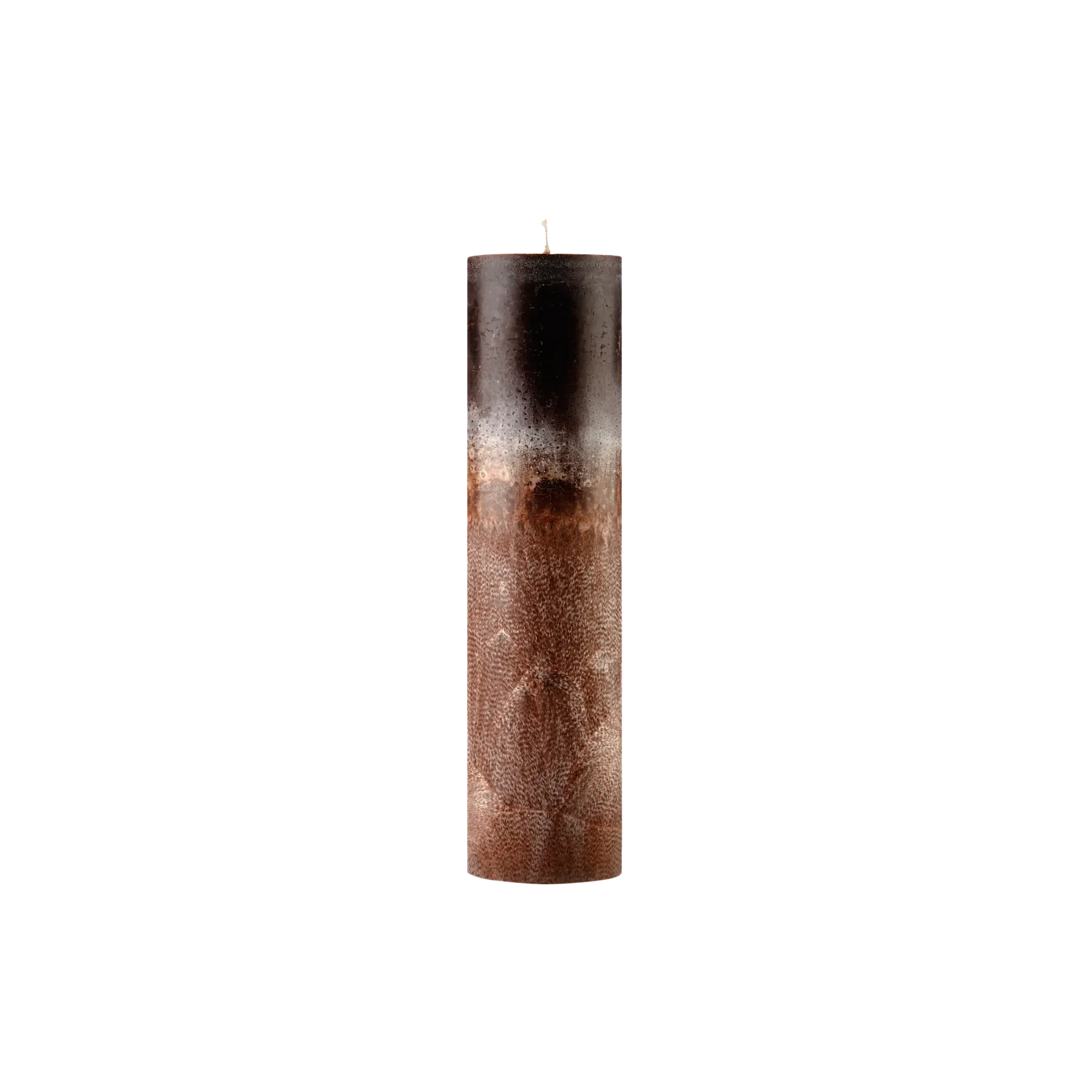 Textured cylindrical candle on a white background