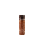 Brown candle with textured surface on a white background