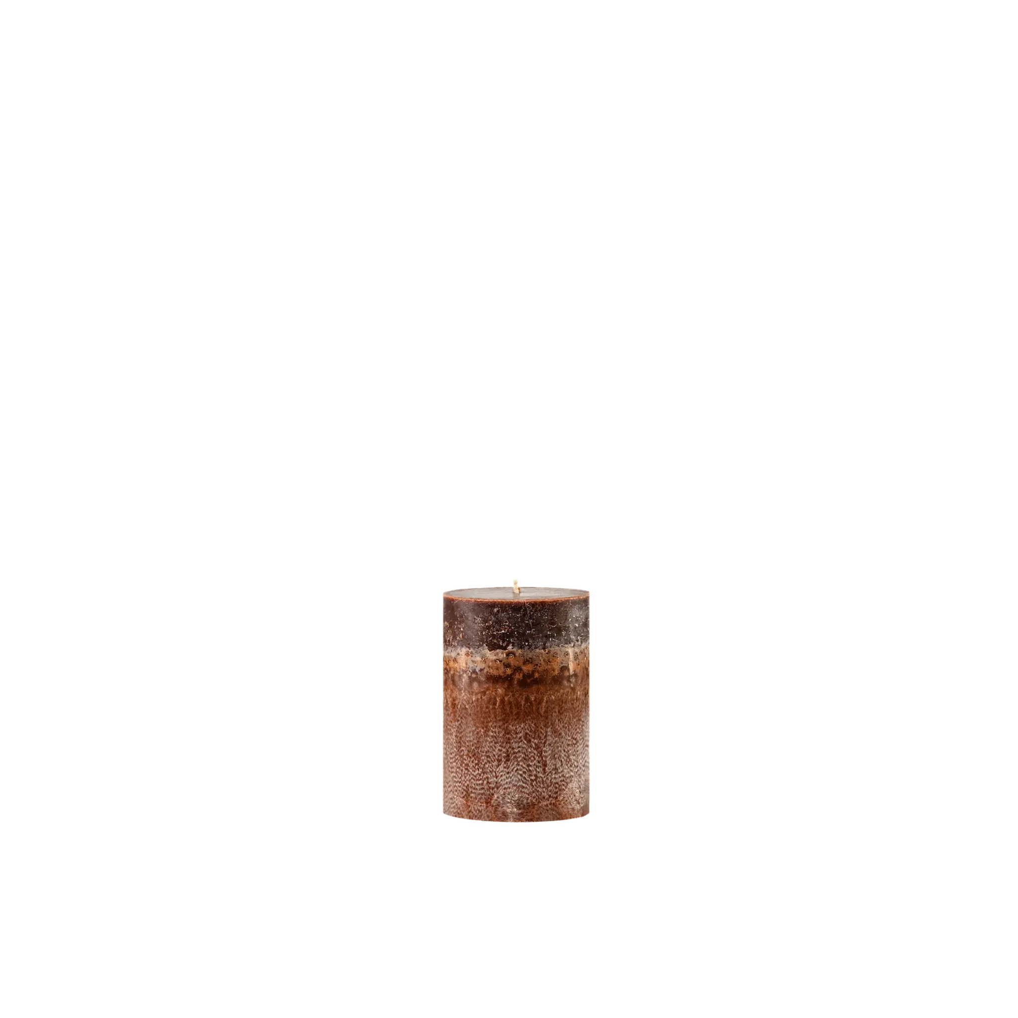 Textured cylindrical candle on a white background