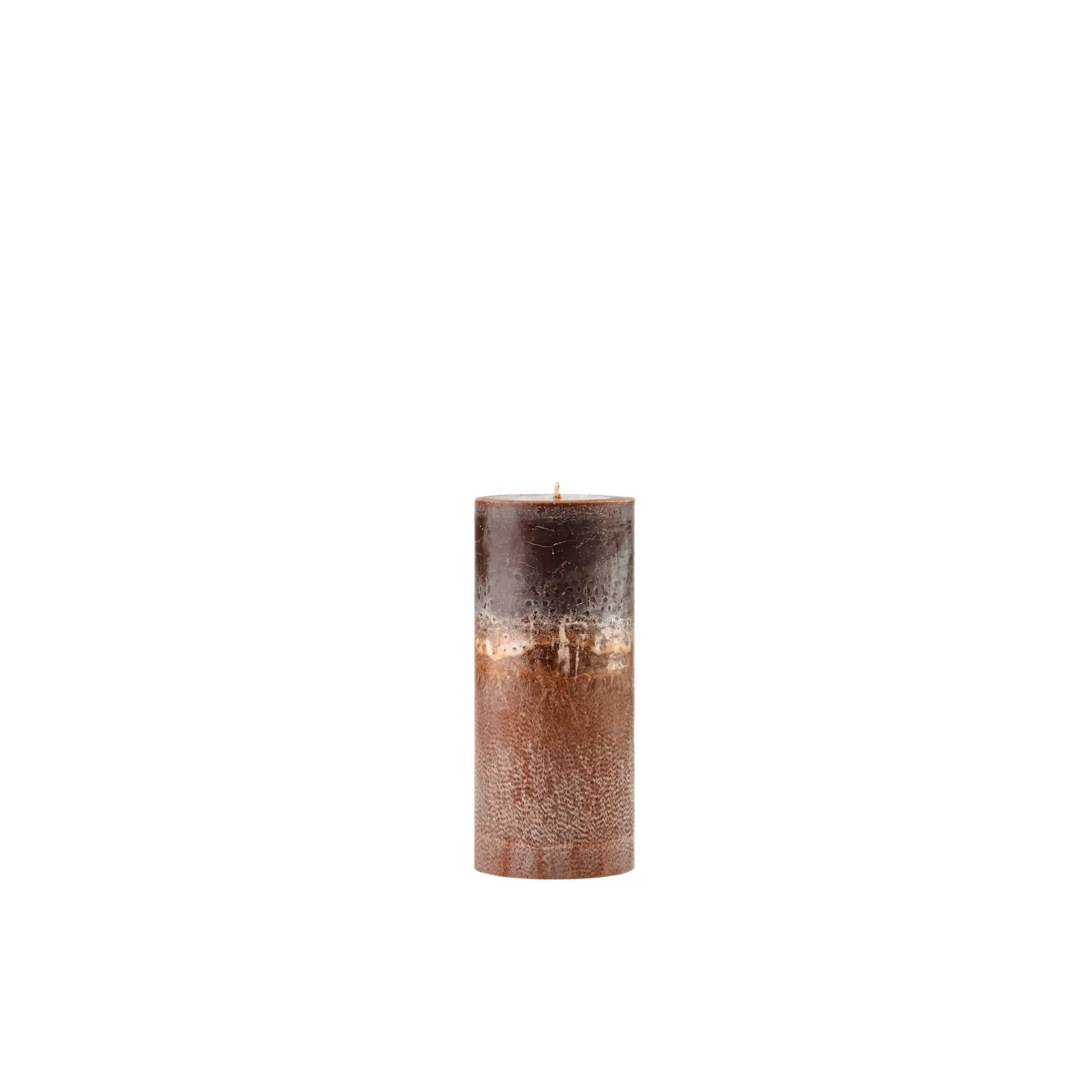 Decorative candle with a textured surface on a white background