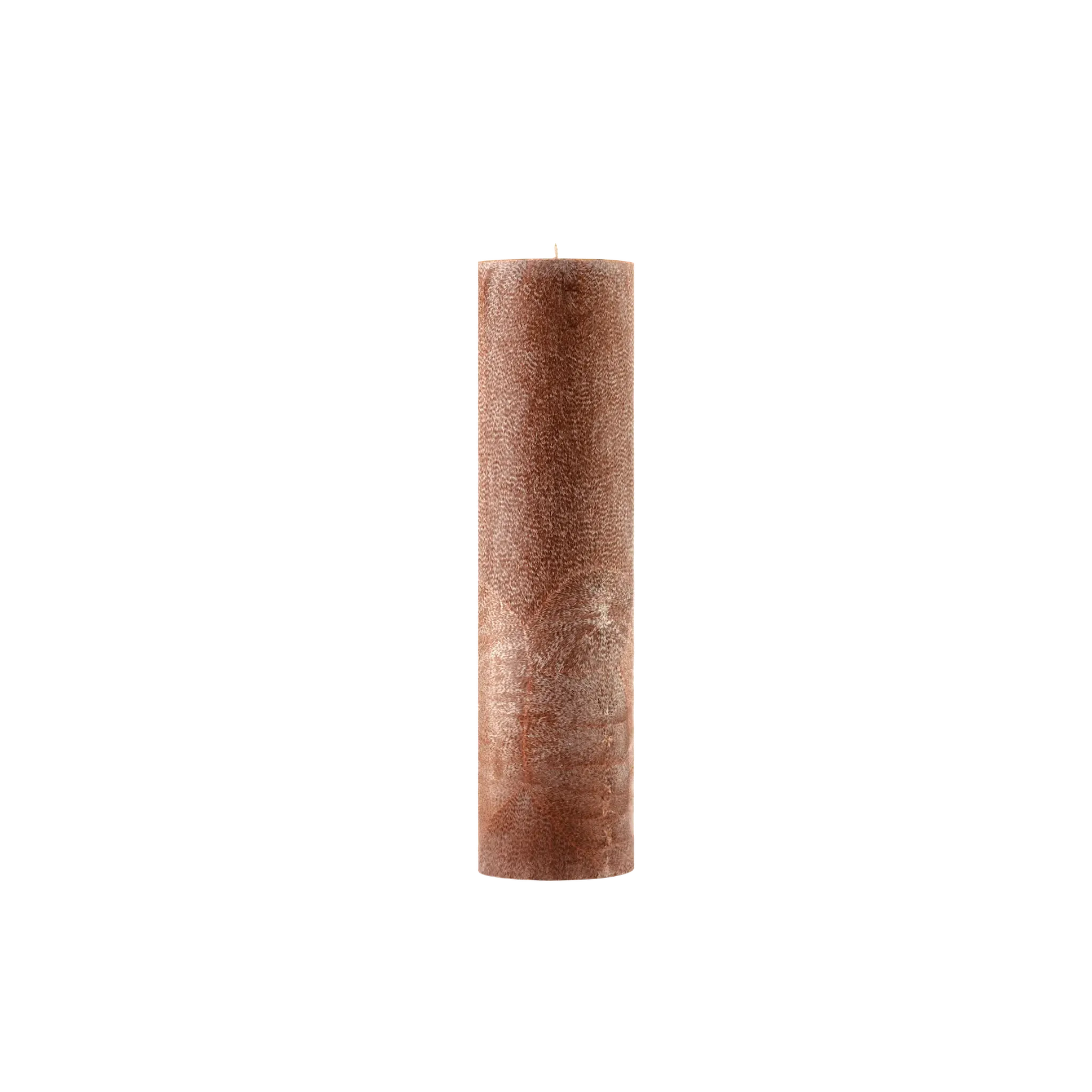 Brown cylindrical candle on a white background