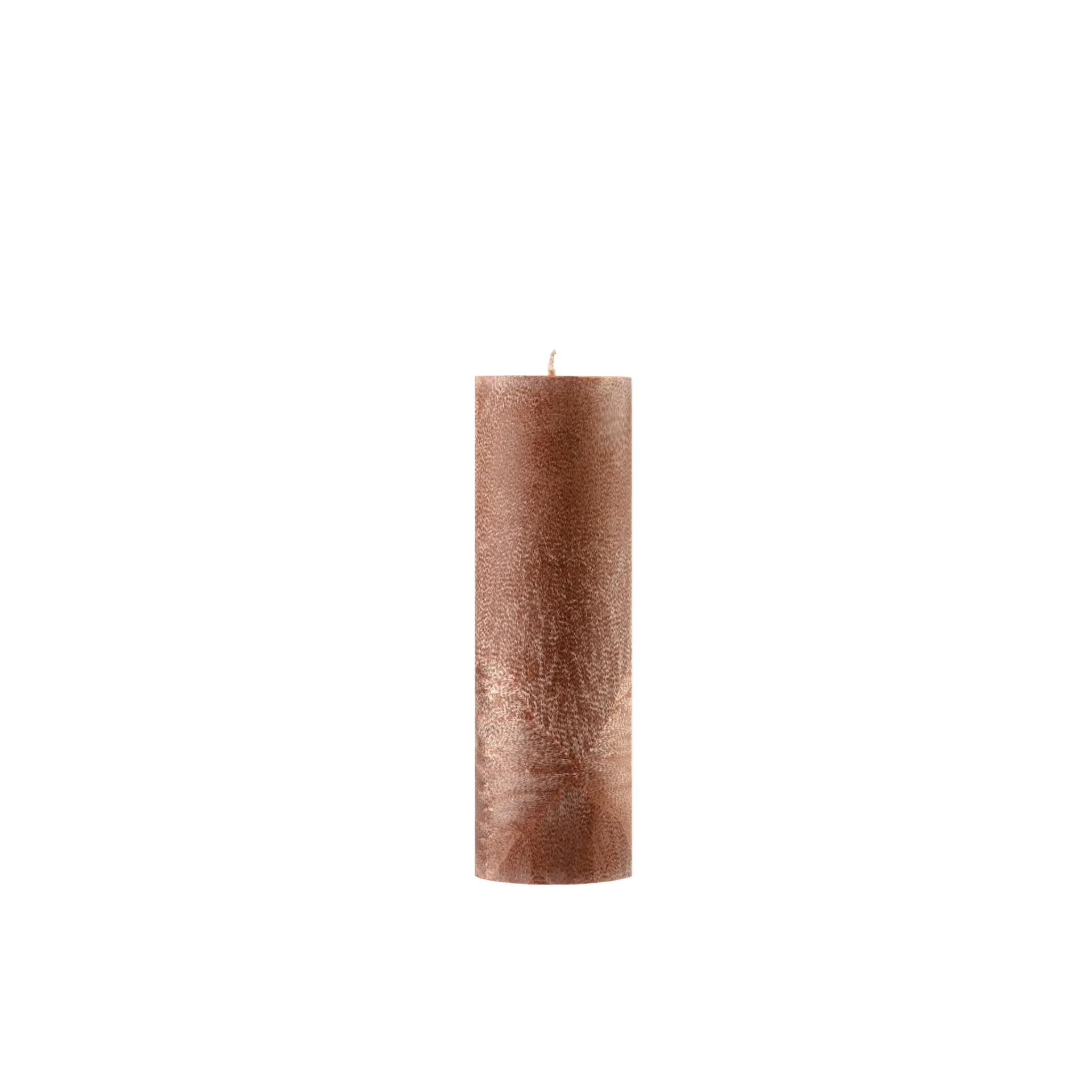 Brown textured candle on a white background