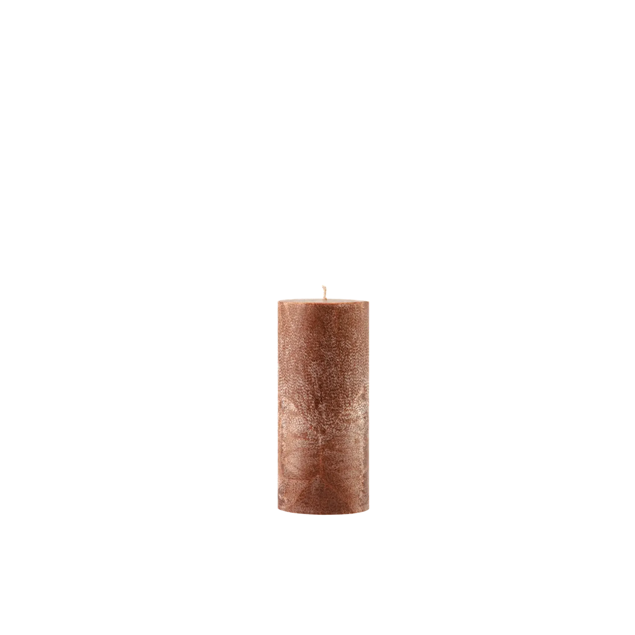 Brown textured candle on a white background