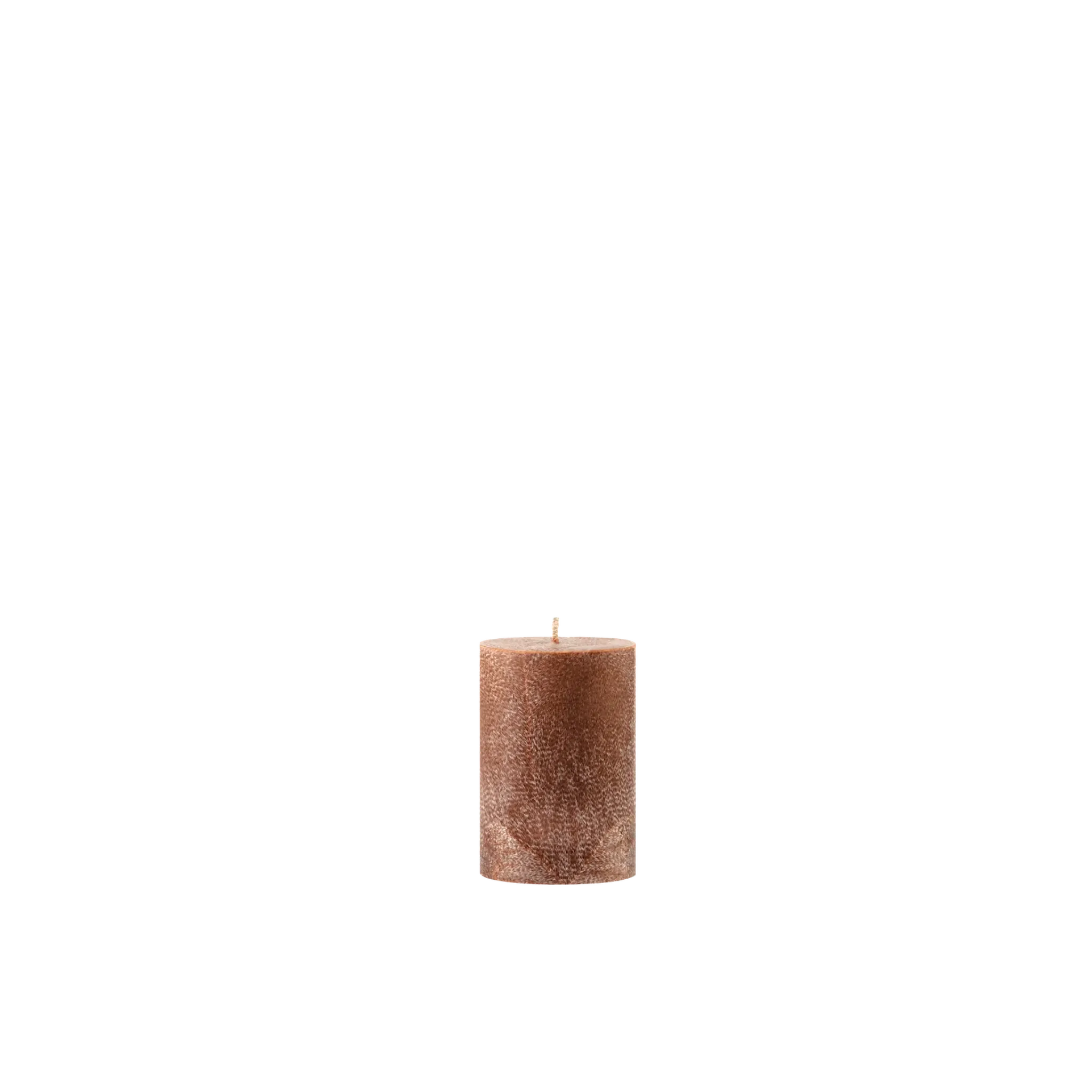 Brown textured candle on a white background