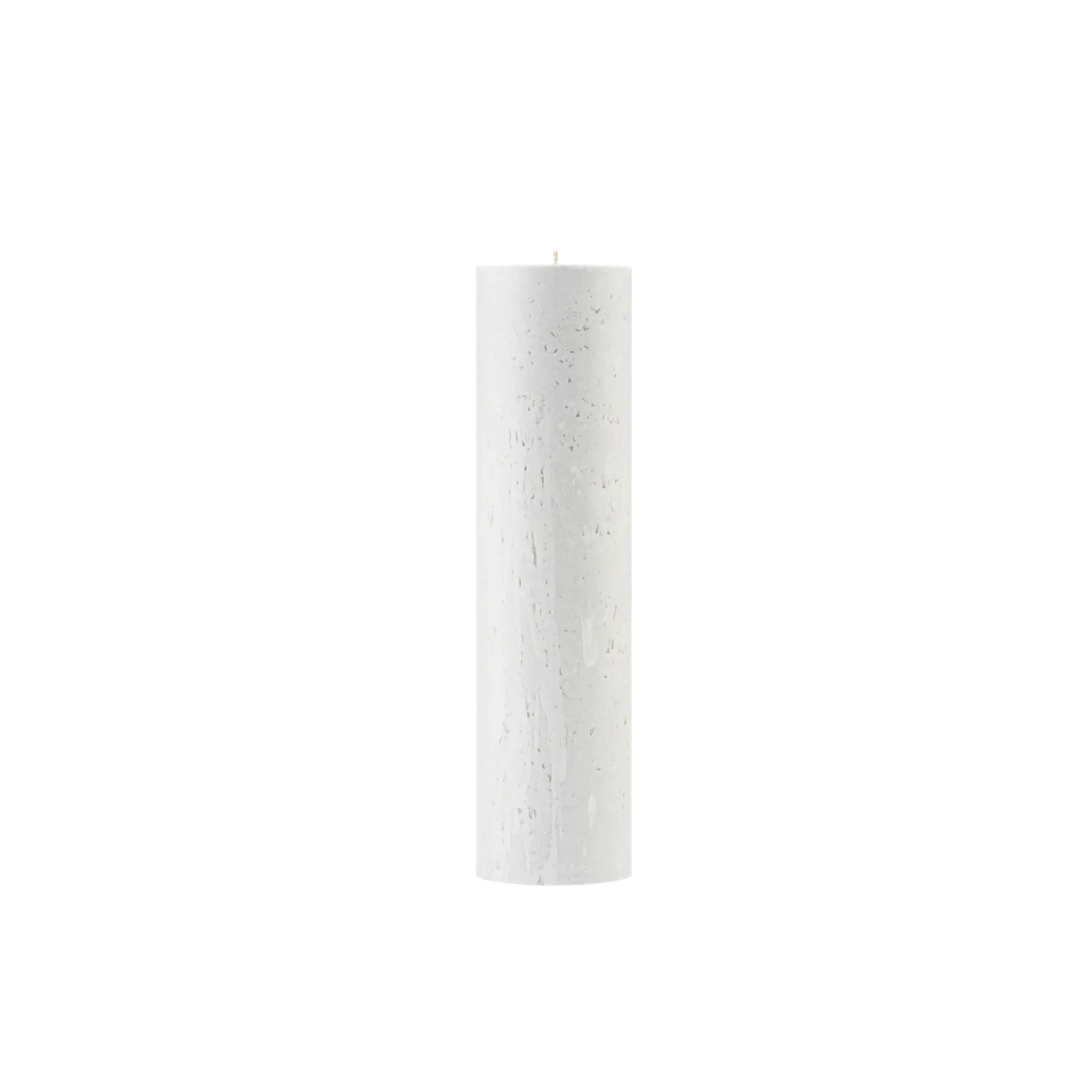 White cylindrical candle on a white background
