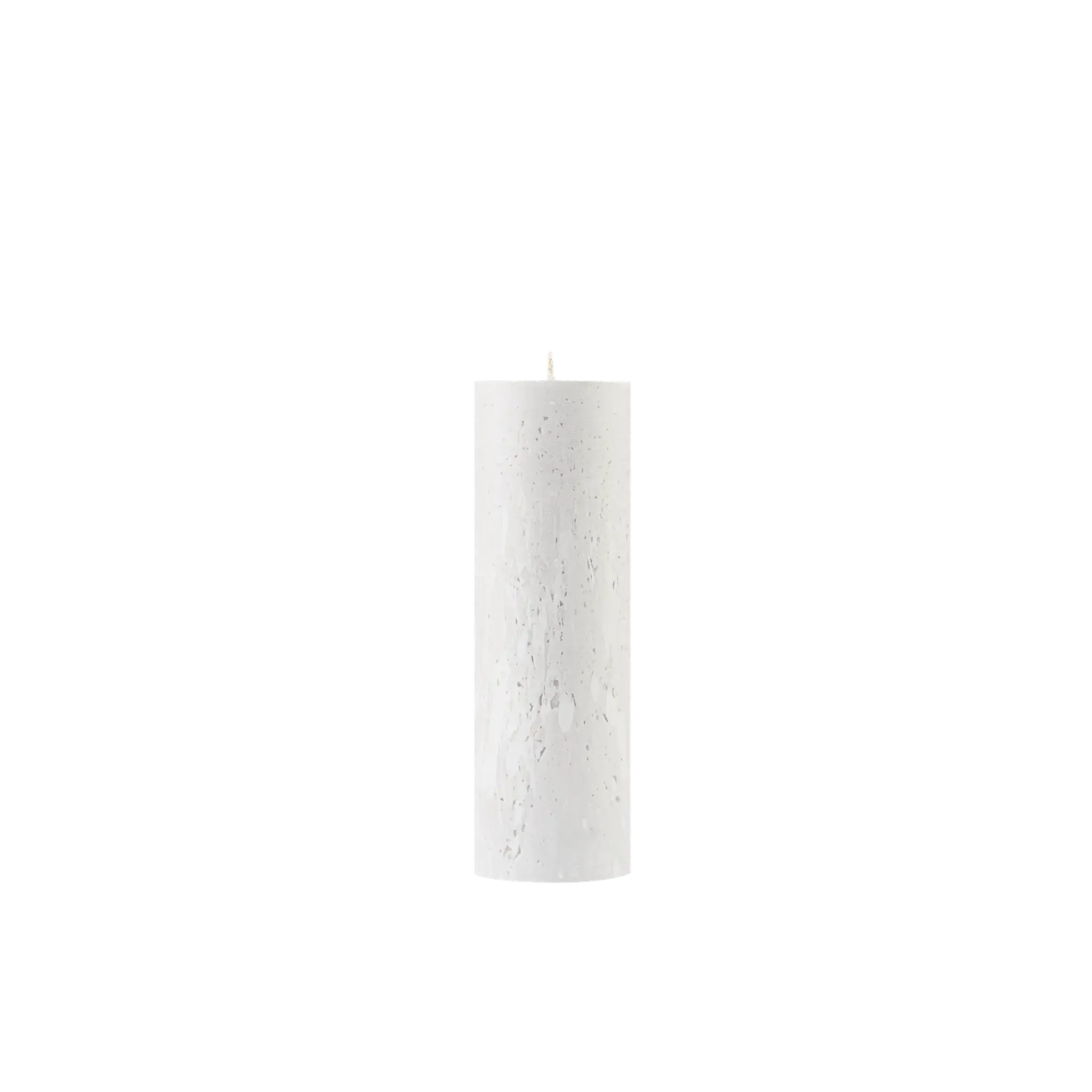 White pillar candle on a white background