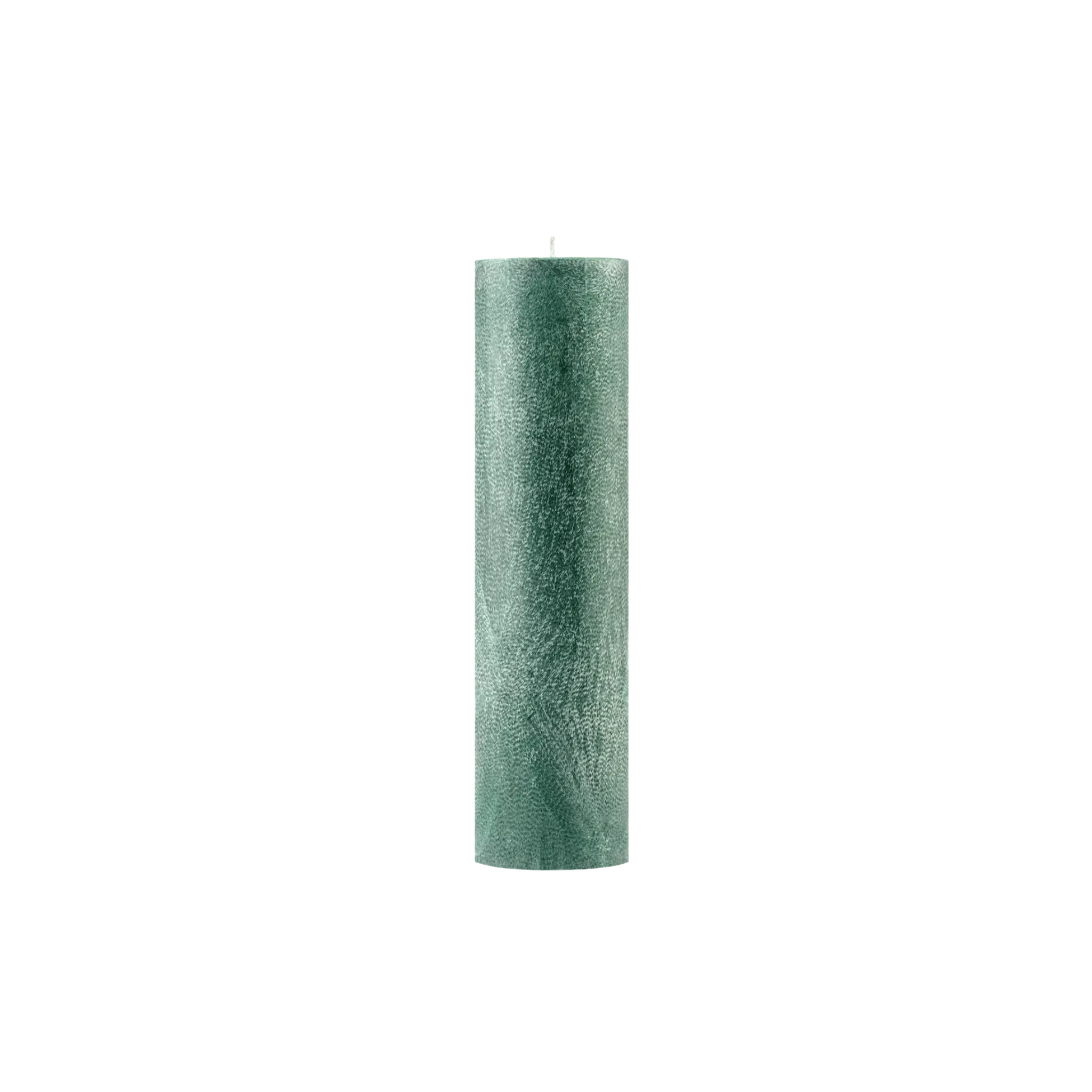 Green cylindrical candle on a white background