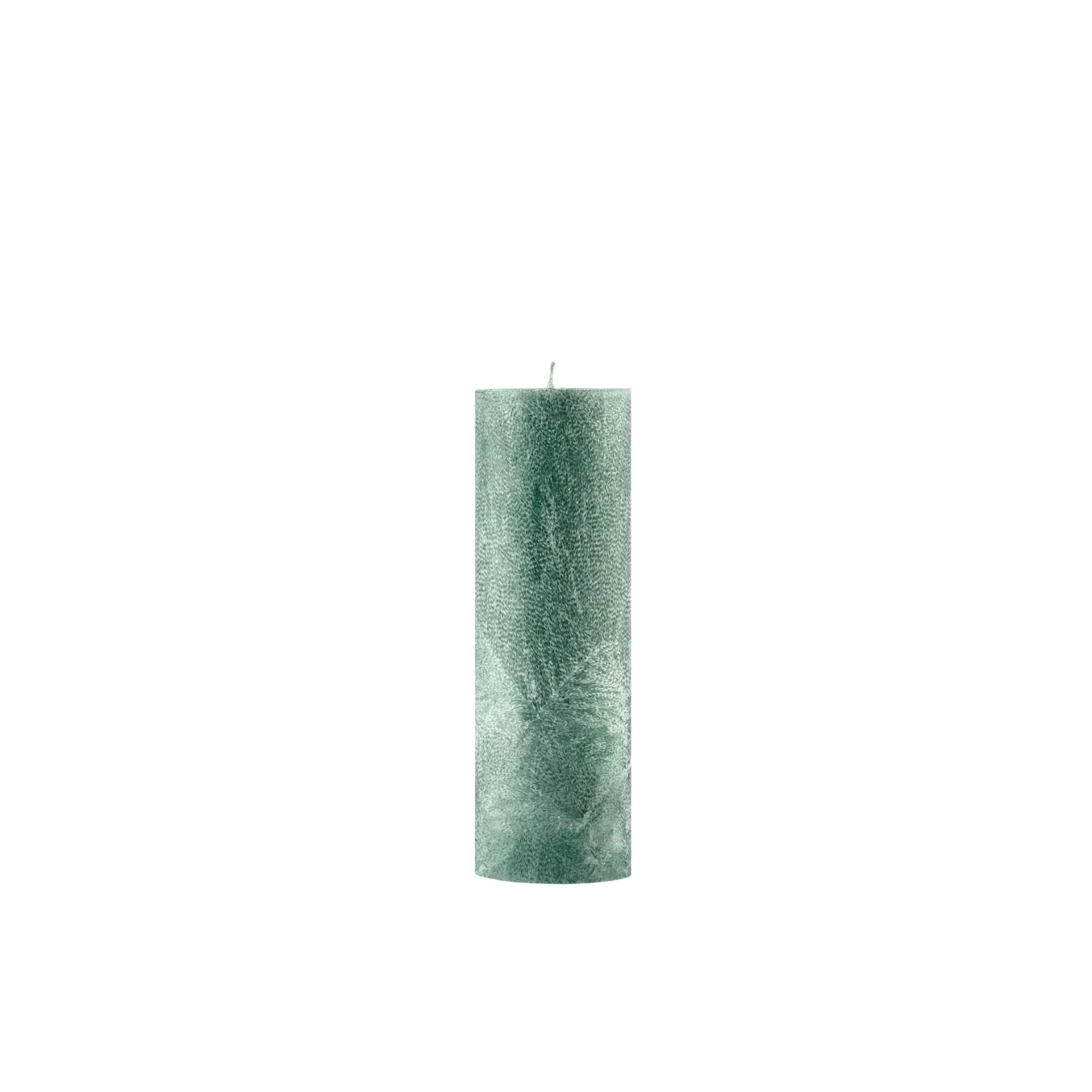 Green textured candle on a white background