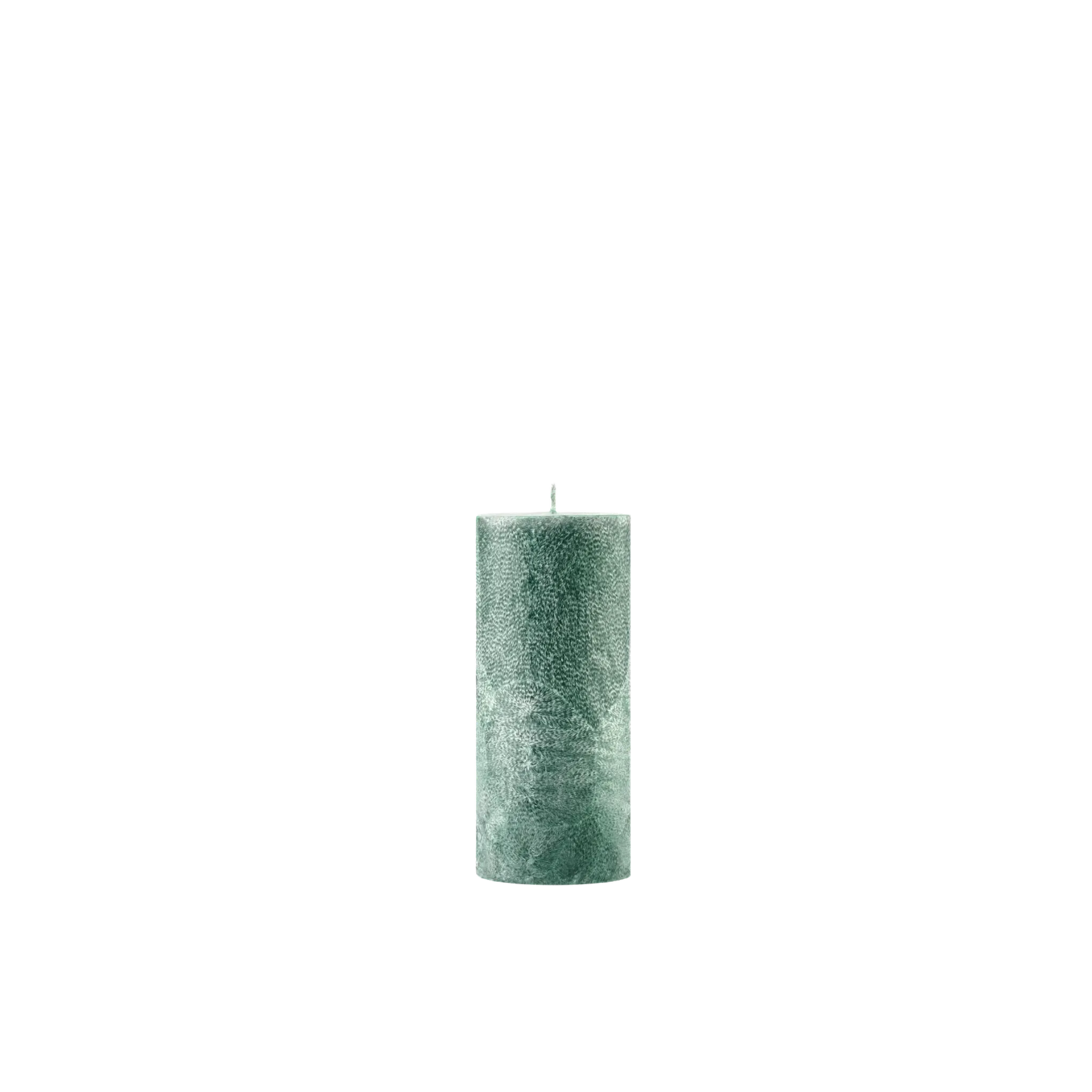 Green textured candle on a white background