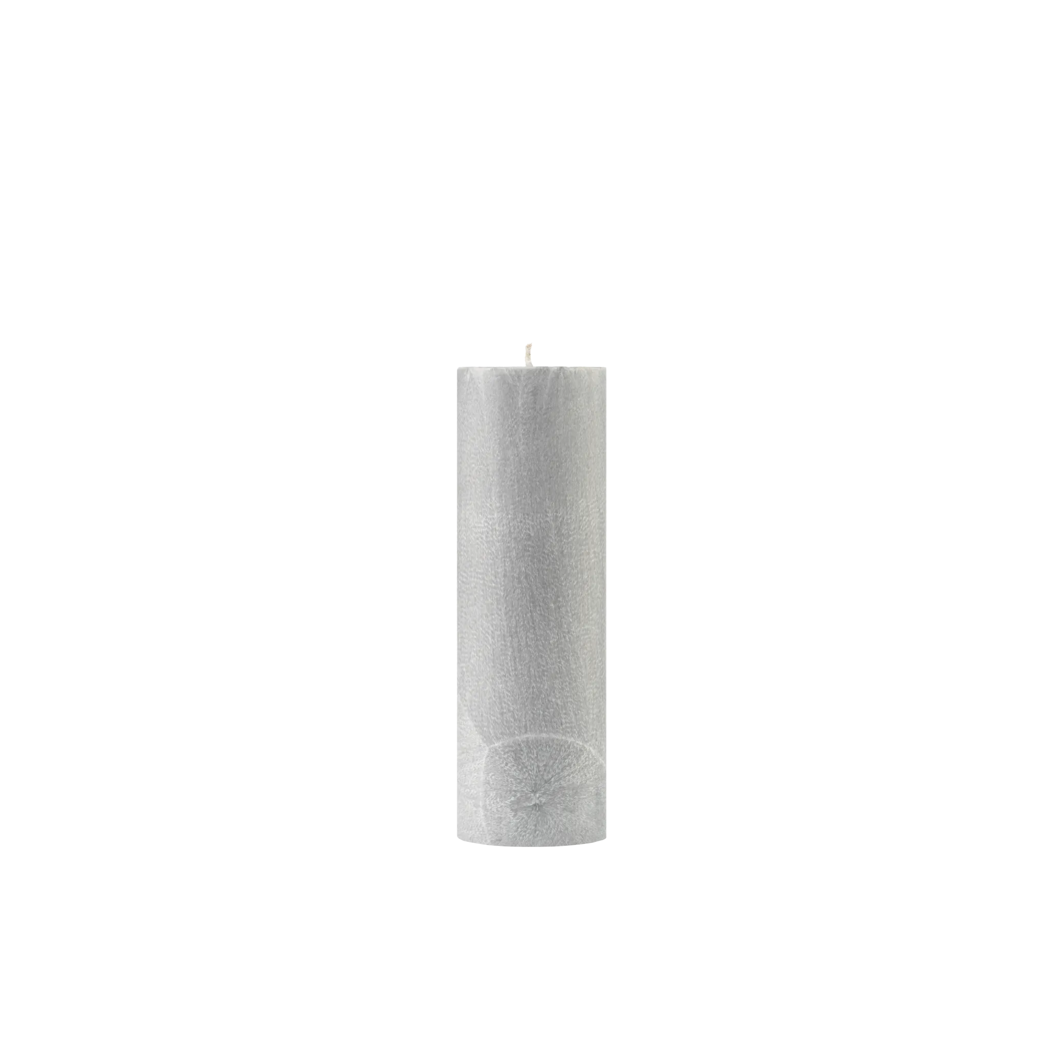 Gray textured candle on a white background