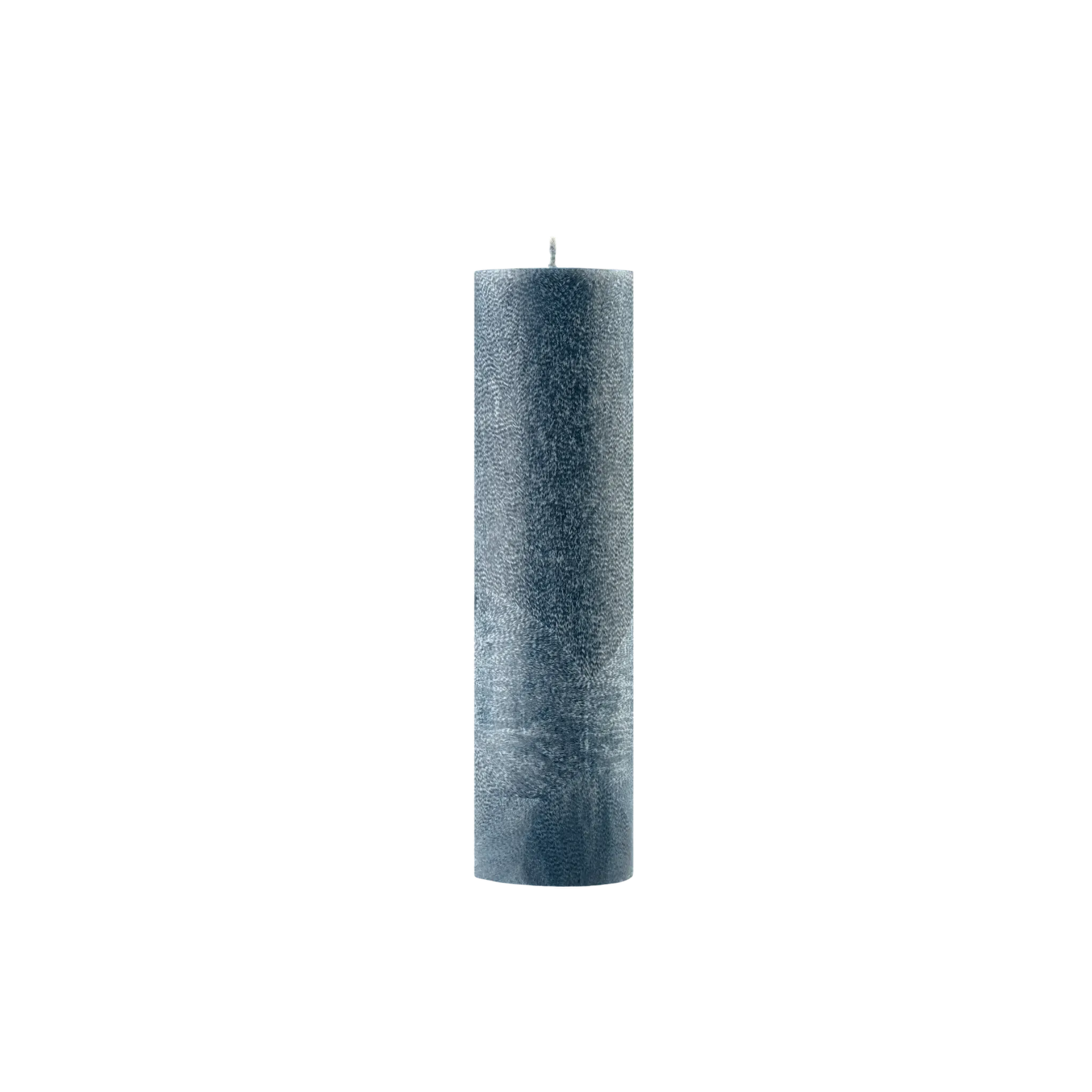 Textured blue candle on a white background