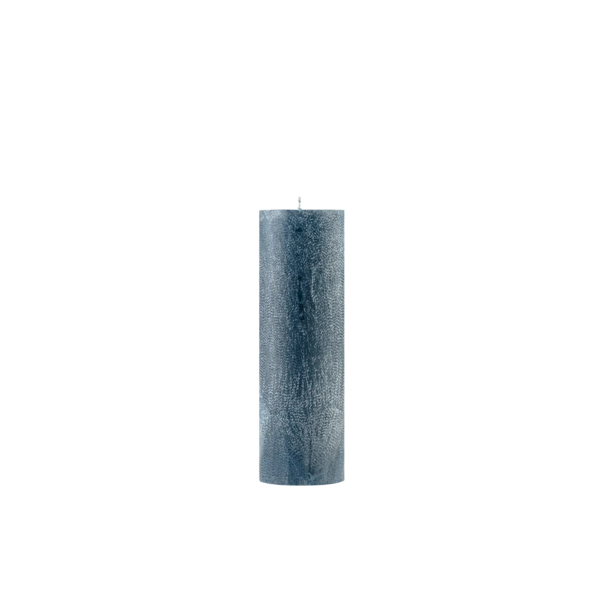 Textured blue candle on a white background