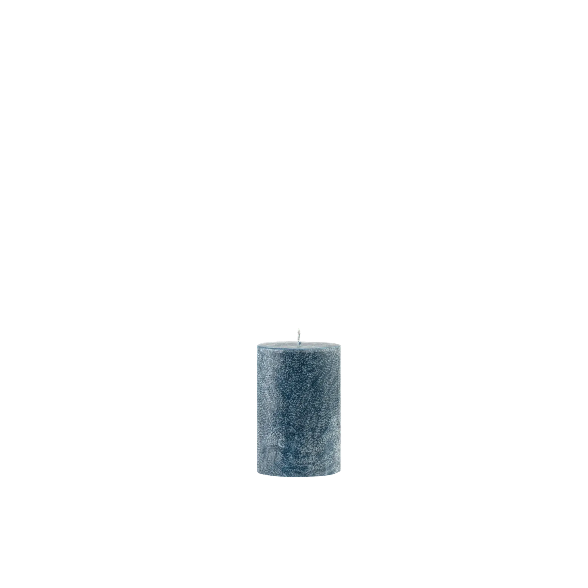 Textured blue candle on a white background