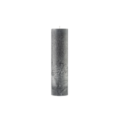 Textured grey colour cylindrical candle on a white background