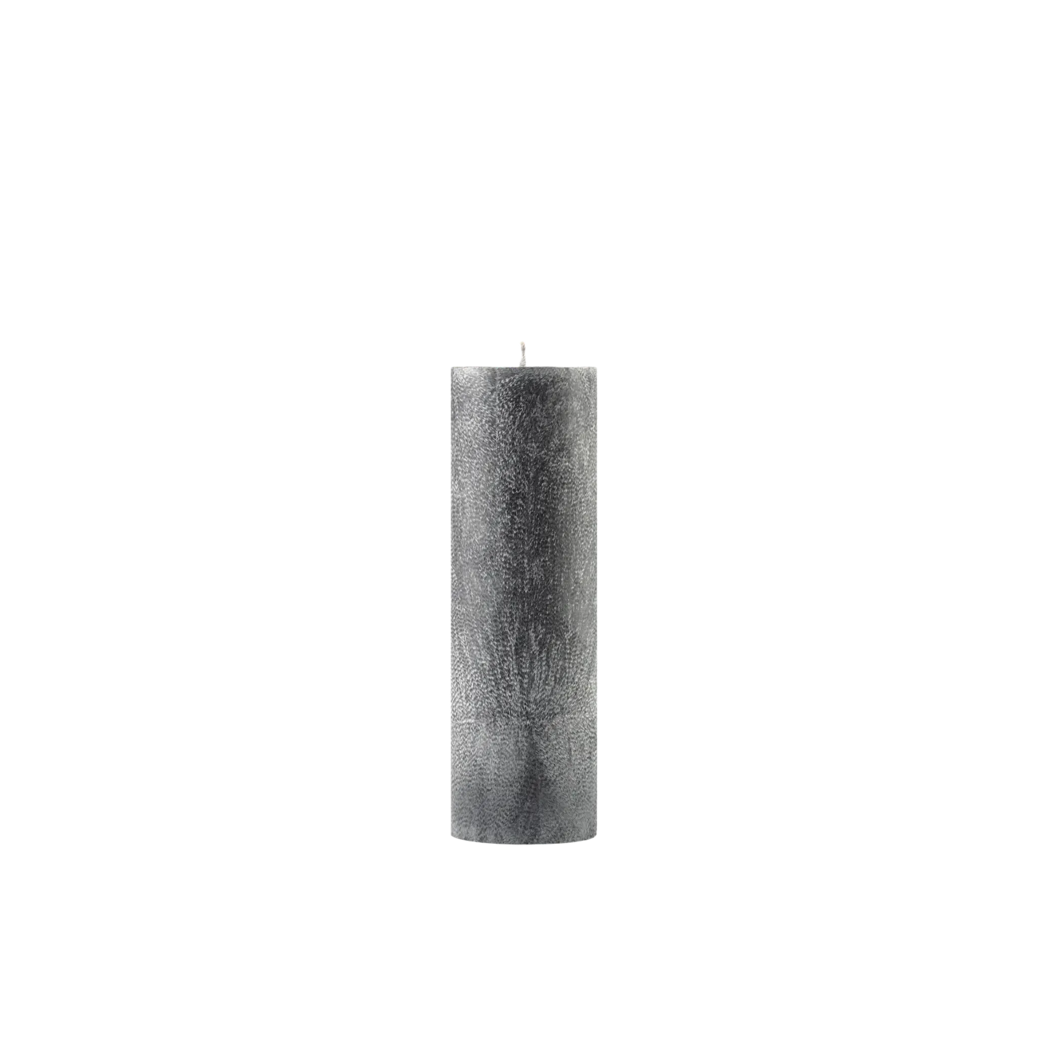Textured gray candle on a white background