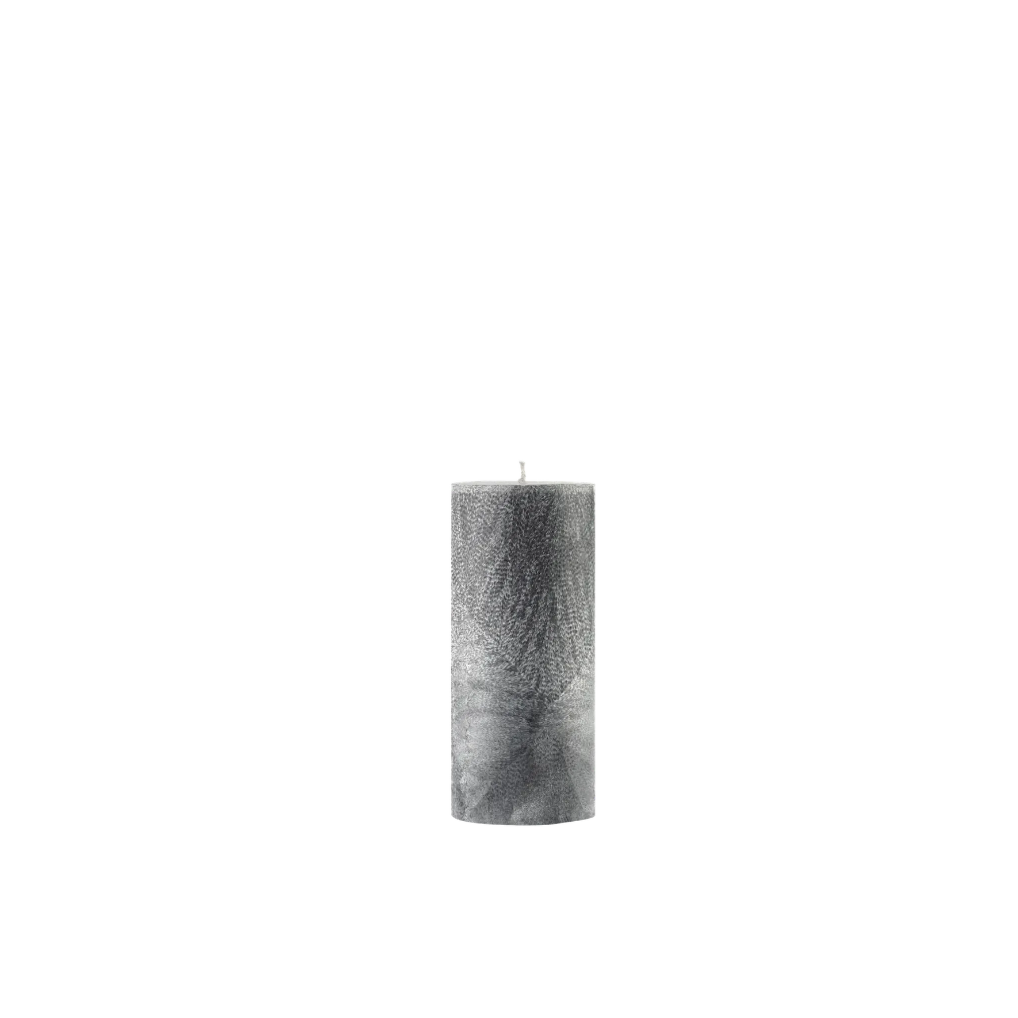 Gray textured candle on a white background