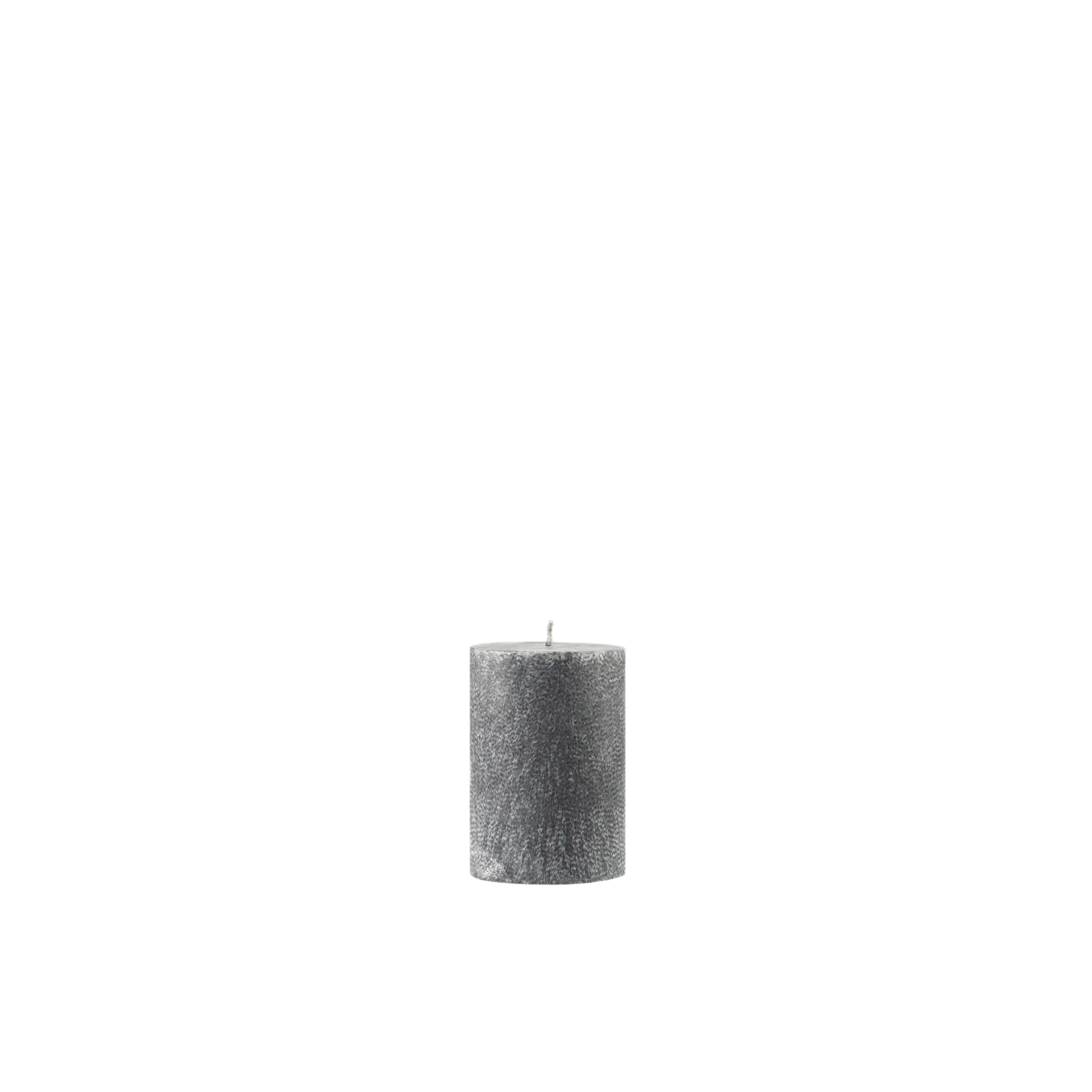 Textured gray candle on a white background
