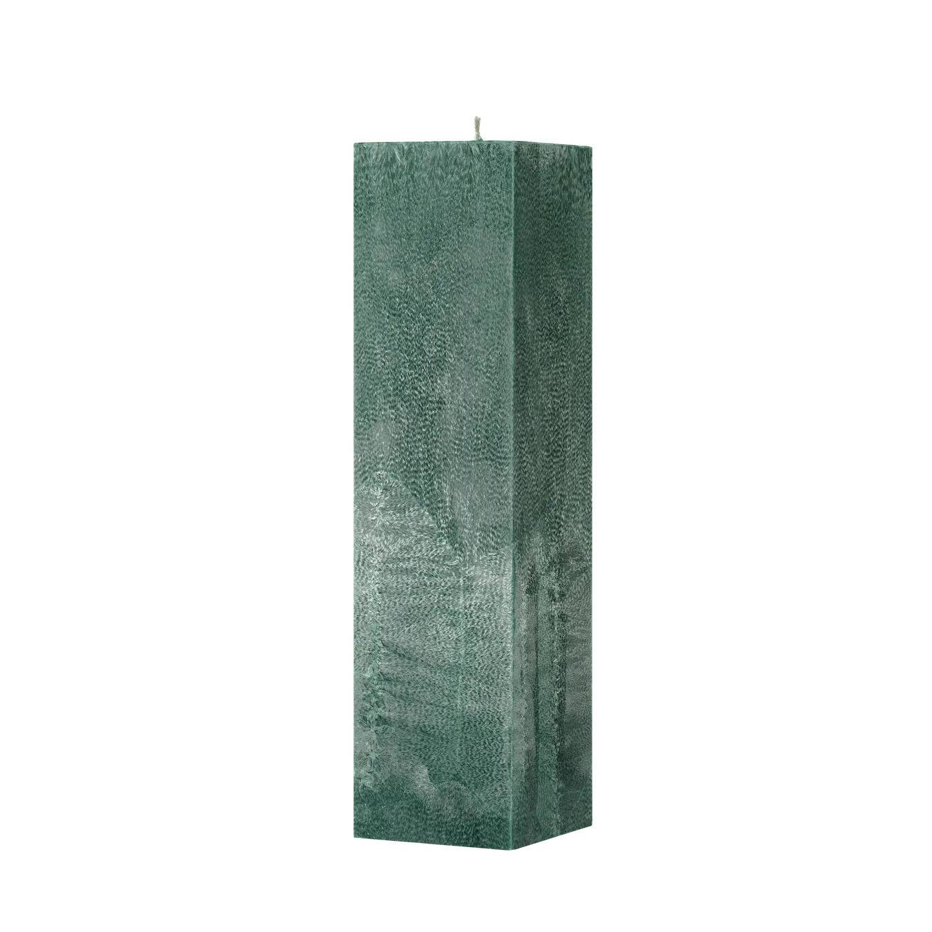 Green textured rectangular candle on a white background