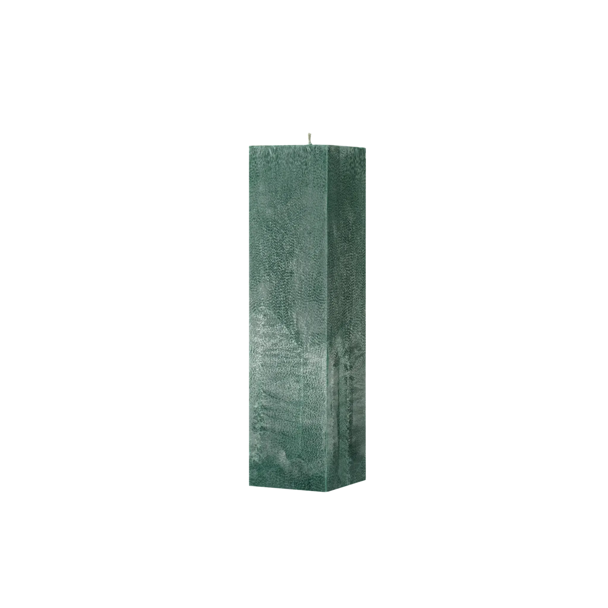 Green textured rectangular candle on a white background