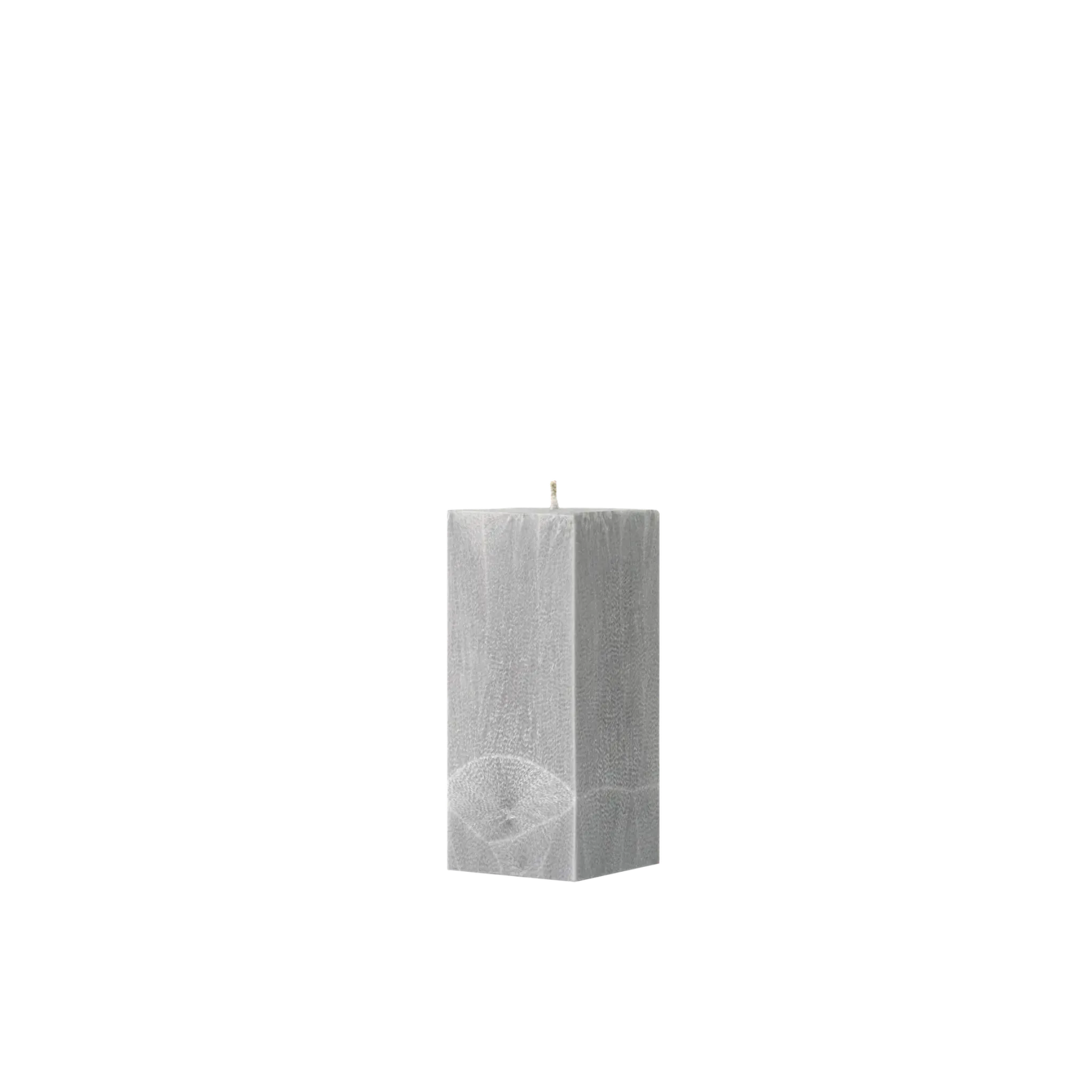 Gray textured square pillar candle on a white background
