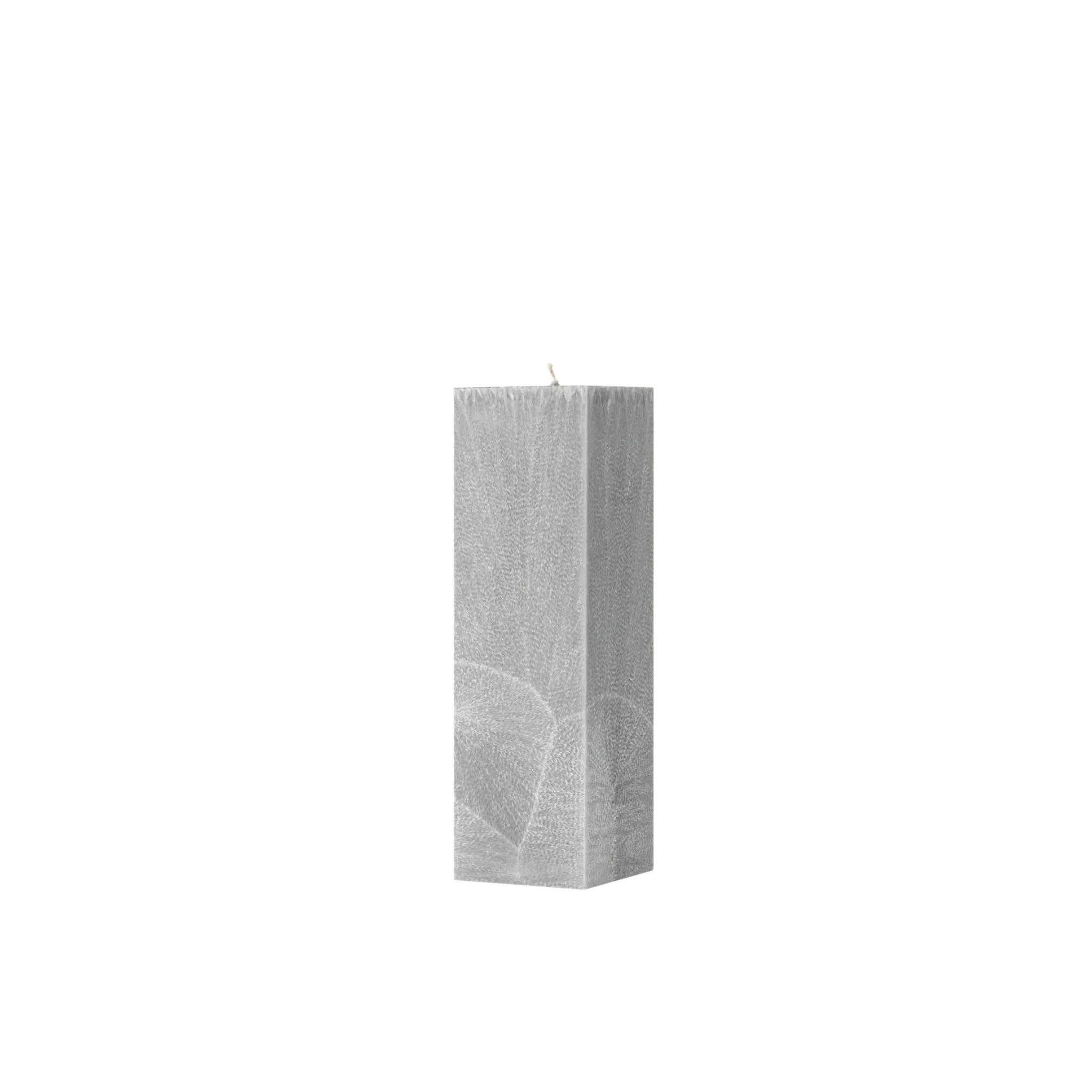 Gray textured rectangular candle on a white background