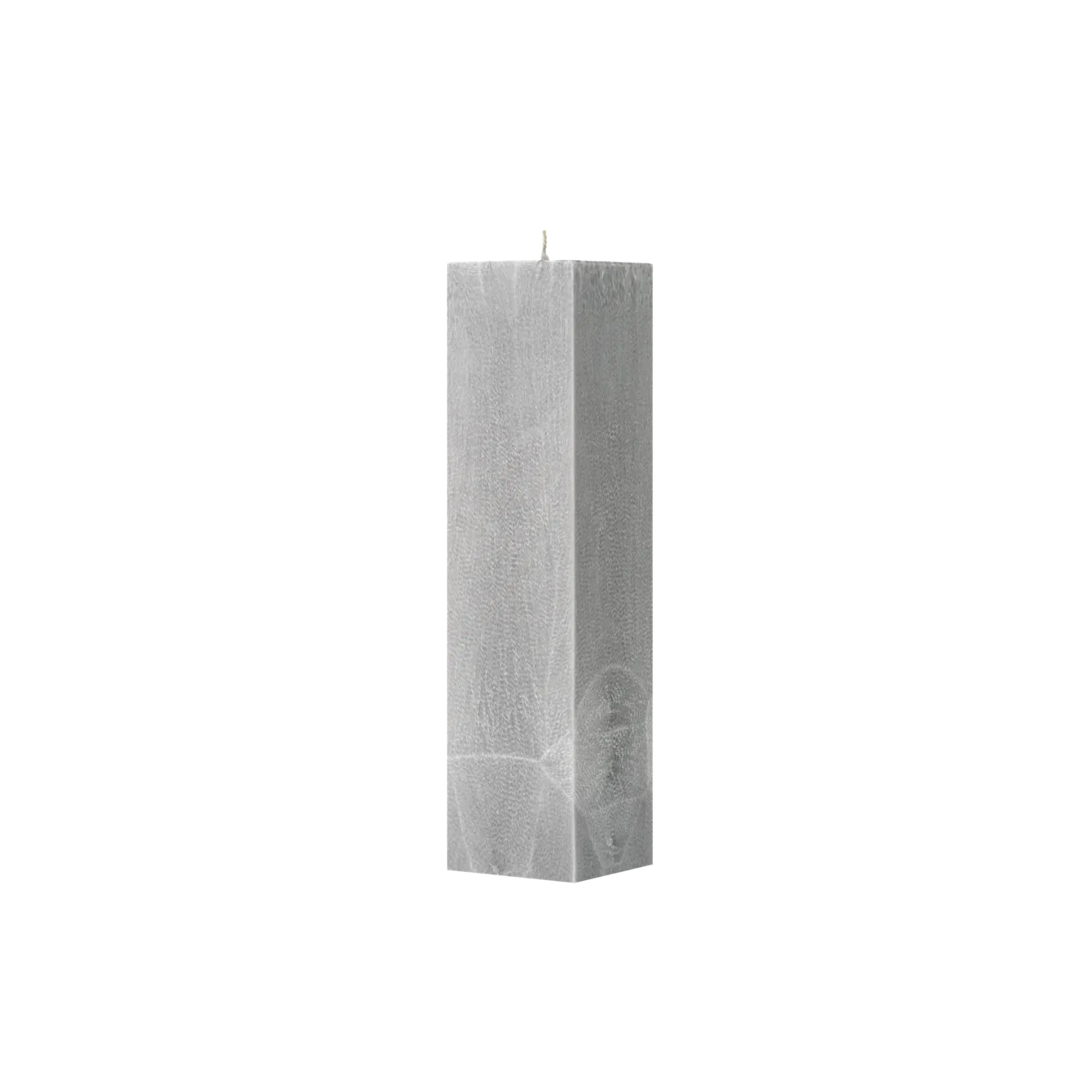 Gray textured square pillar candle on a white background