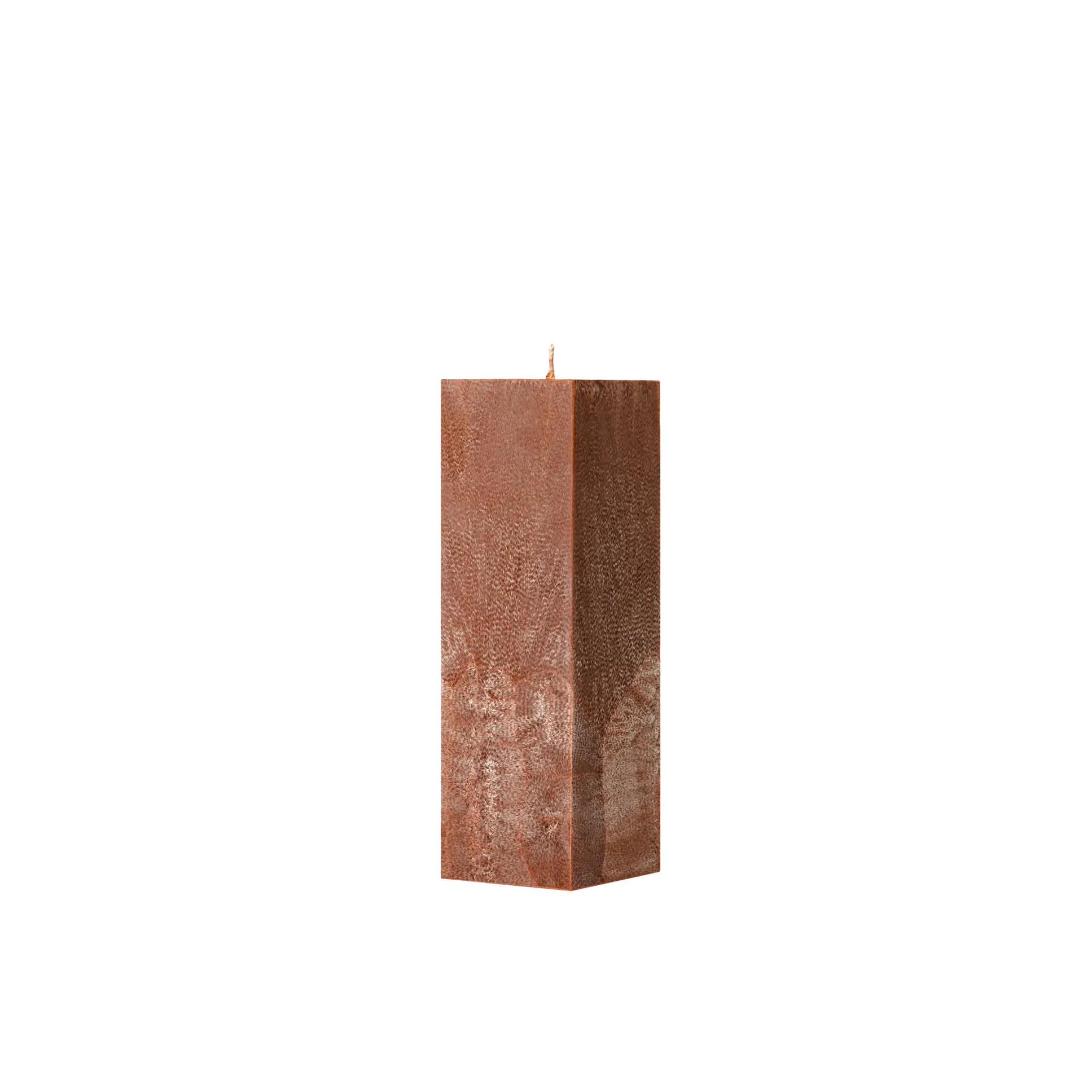 Square brown candle on a white background