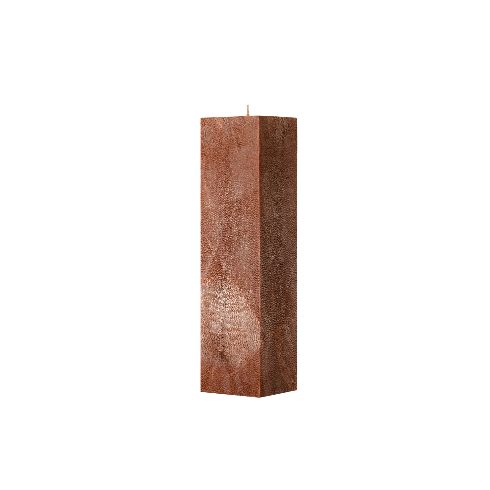 Rectangular brown candle on a white background