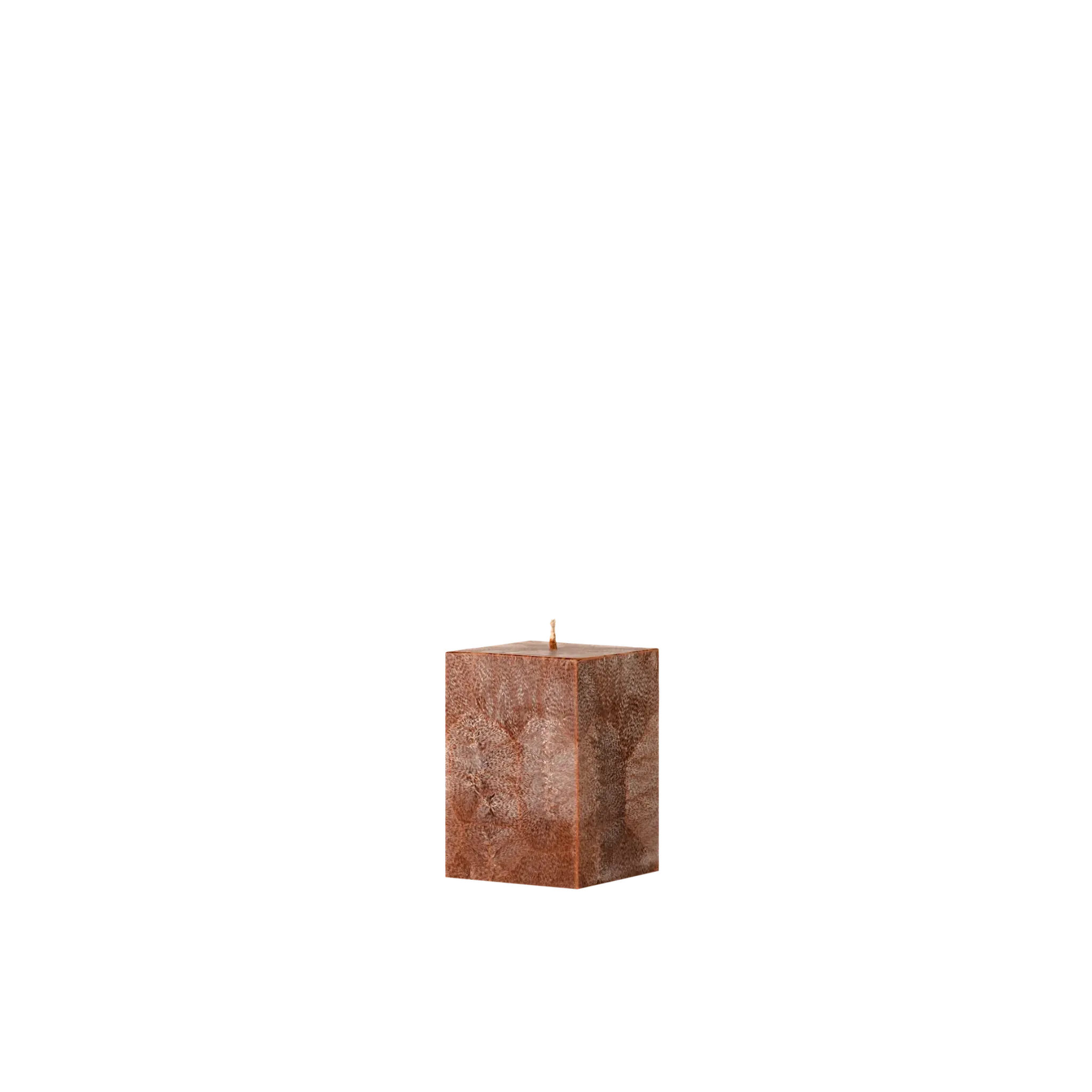 Square brown candle on a white background