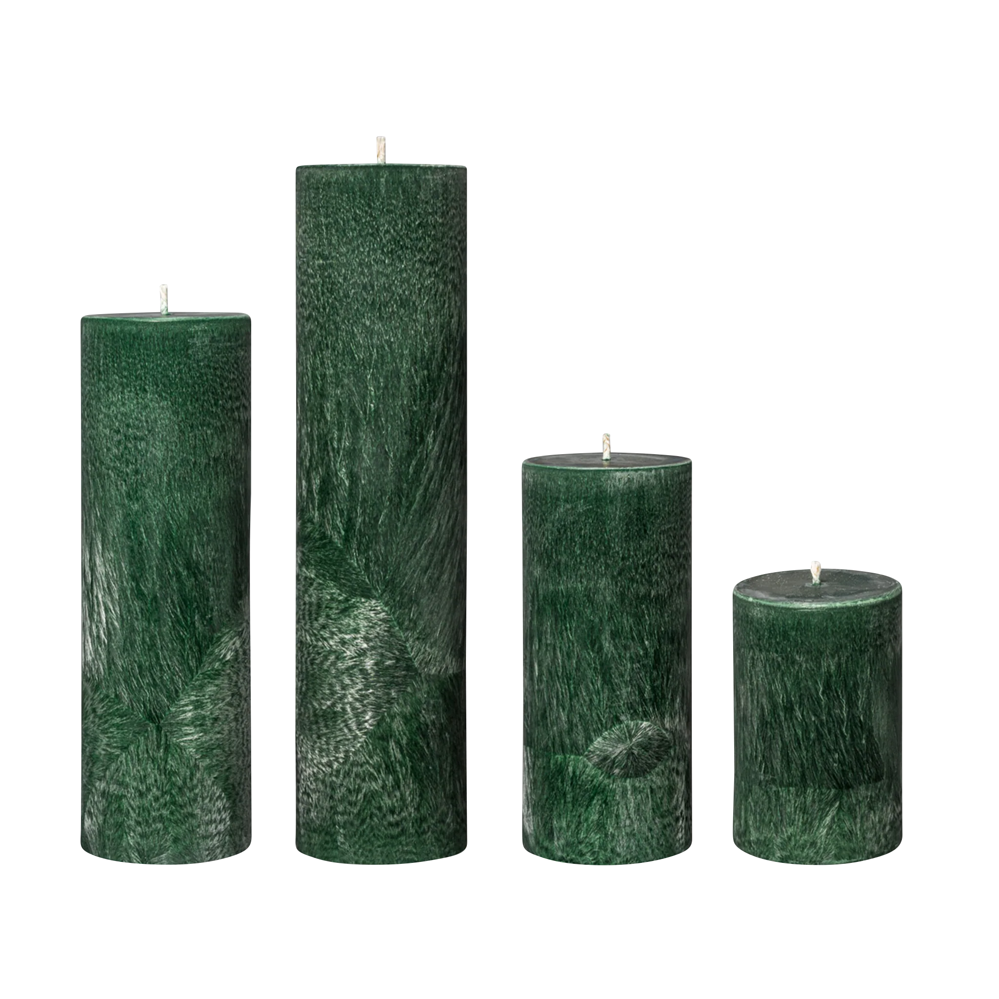 green pillar candles