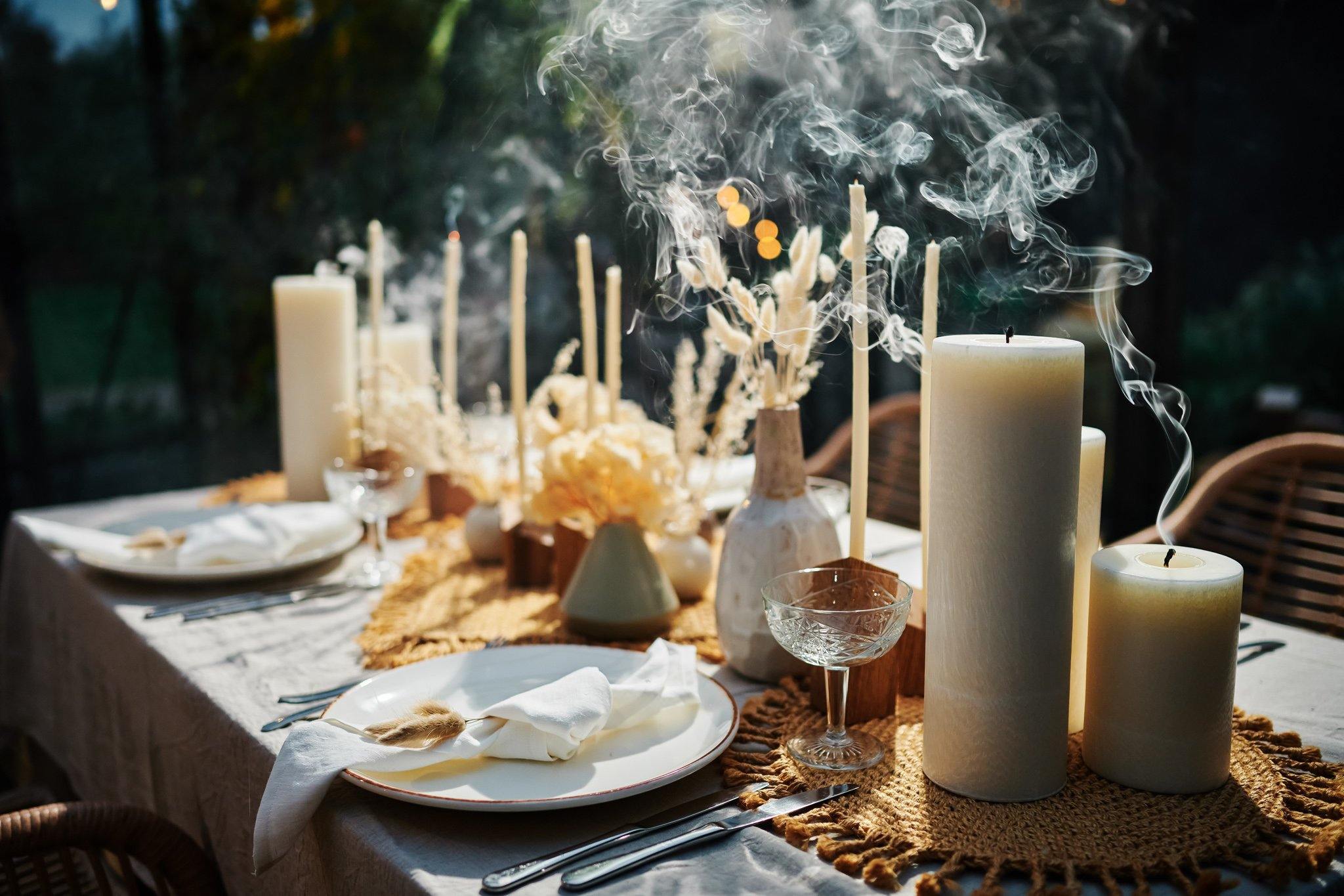 grey large diameter candlles