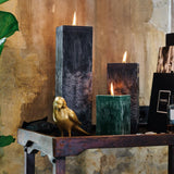 black and green square pillar candles