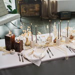 thin brown taper candles